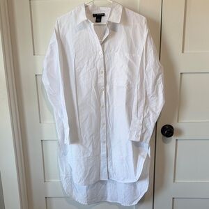White Button Down Shirt Dress New Size Large
